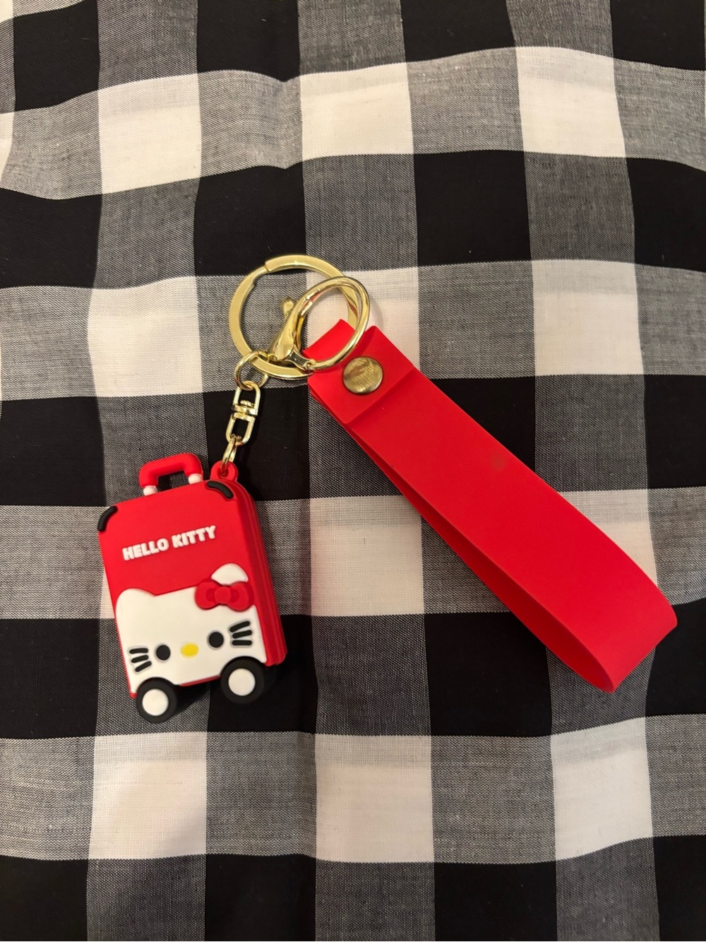 Hello Kitty Red Luggage Charm Keychain with Red Strap